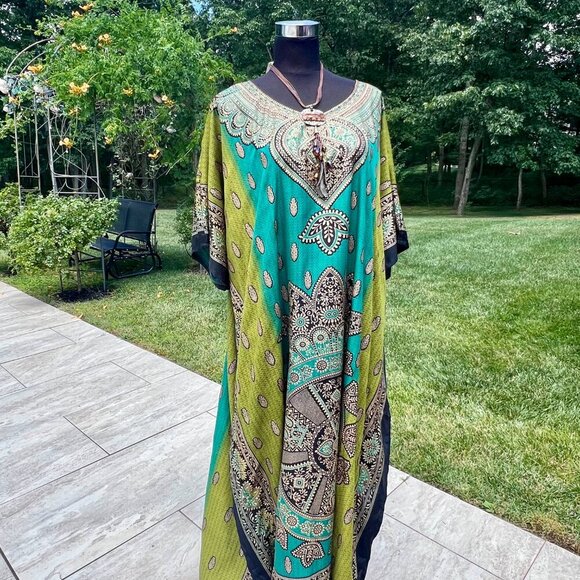 NWT Sante Beautiful Long Lightweight Kaftan Dress One Size - Picture 1 of 10